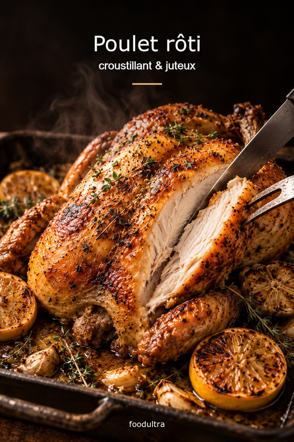 Teaser Pinterest du poulet rôti croustillant